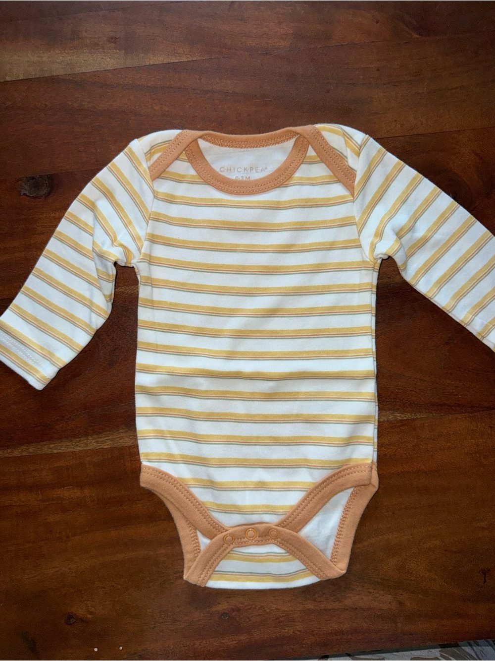 chick pea White and Yellow Striped Long-Sleeve Baby One-Piece